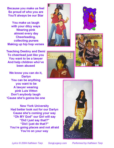 Personalized Quinceanera song lyric sheet page 2